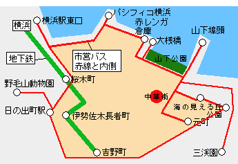みなとぶらりチケット有効区間図