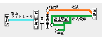 富山まちなか・岩瀬フリーきっぷエリア図