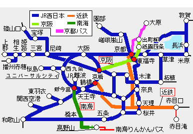 夏の関西ワンデイパス有効区間図