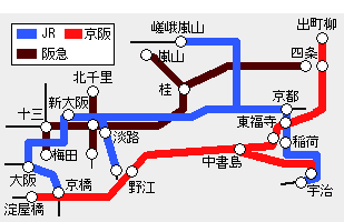 ワン関西京都満喫スリーウェイパス有効区間図