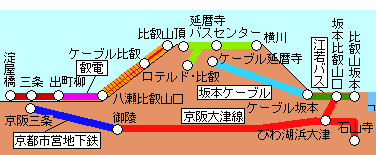 比叡山横断チケットフリーエリア図