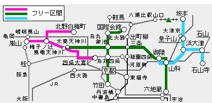 京都嵐山びわ湖大津ワンデイチケットエリア図