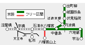 京都１日観光チケット有効区間図