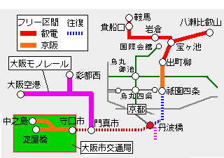 鞍馬・祇園ワンデイチケットエリア図