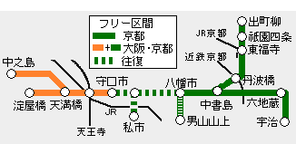文化財まもるきっぷ有効区間図