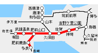 佐賀往復フリーきっぷフリーエリア図