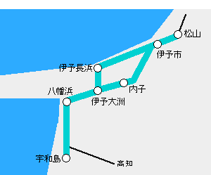 愛ある伊予灘・南予1日フリーきっぷ有効路線図