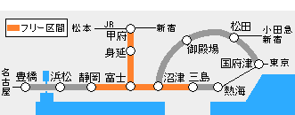 ゆるキャン梨っ子1日フリーきっぷ有効区間図