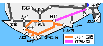 石廊崎・中木フリー乗車券有効区間図
