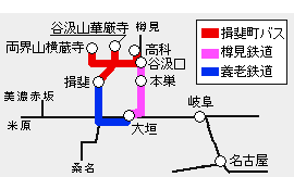 養鉄樽鉄谷汲山ミニ周遊券有効区間図