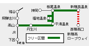 新穂高ロープウェイセットきっぷエリア図