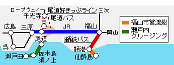 ぐるりんパス鞆の浦尾道フリーエリア図