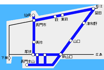 山口たびきっぷフリーエリア図