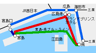 広島湾クルーズきっぷ有効区間図