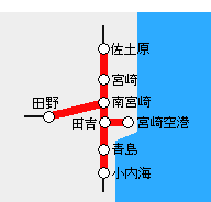 みやざきマルっとワンデーフリーパス有効区間図