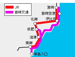 日南1デーフリーパス有効区間図