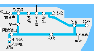 香川徳島フリーきっぷ有効区間図