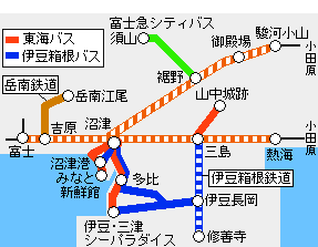 富士山満喫きっぷ静岡東部有効区間図
